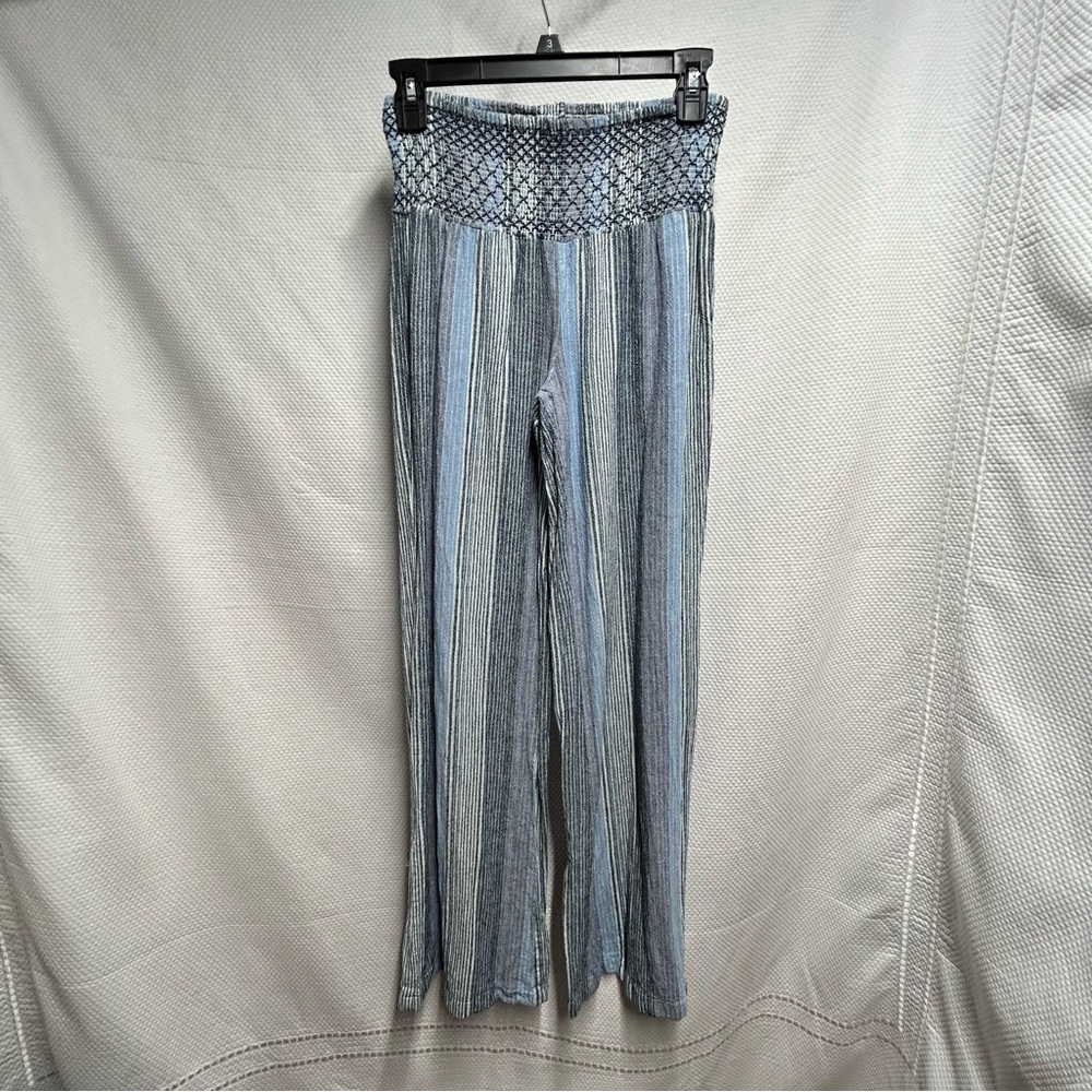 SO Blue and Gray Wide Leg Pants with Smocked Waistband